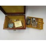 A jewellery box containing bijouterie including faux peals, cased studs,