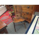 A Georgian Mendlesham chair with unusual two ball and spindle back,