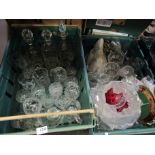 Three boxes of mixed glass etc