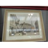 A framed and glazed print after David Cox with signs of overpainting