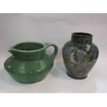 A Royal Doulton vase and a Bourne Denby green jug