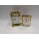 A Bayard carriage clock and kiengle bedroom timepiece