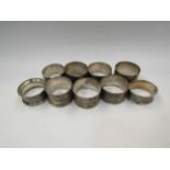 Nine various silver napkin rings