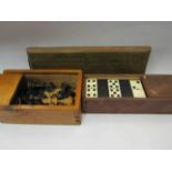 A boxed set of dominoes,
