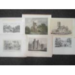 Assorted 19th Century engravings/ prints including Thorpe Abbotts, Earsham, Acle,