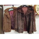 Two period chocolate brown fur jackets