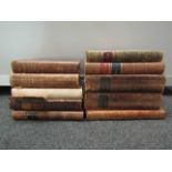 A quantity of mainly 19th Century leather bindings including 'The Lady's Magazine' 2 volumes,
