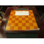 A box wood chess and draughts set with board,