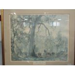 After Sir Hans Heysen: "Morning Light" late edition print, very faded, framed and glazed,