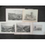 Assorted 19th Century engravings/prints including Mendham, Thorpe Abbotts, Denton,