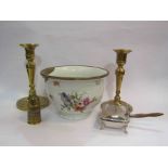 Two brass candlesticks,