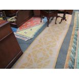 A deep yellow Kilim runner with geometric pattern,