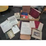 A Strand album of World stamps, plus a quantity of assorted ephemera including photos, sheet music,