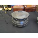 A pair of cast iron Falkirk cooking pots with lids