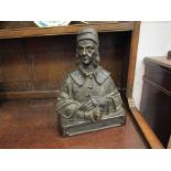 A cast bronze bust of religious figure, 31cm tall,