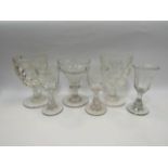 Six assorted drinking glasses including 19th Century examples