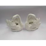 A matching pair of porcelain swans with registered mark,