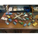 A quantity of die-cast toys including aeroplane