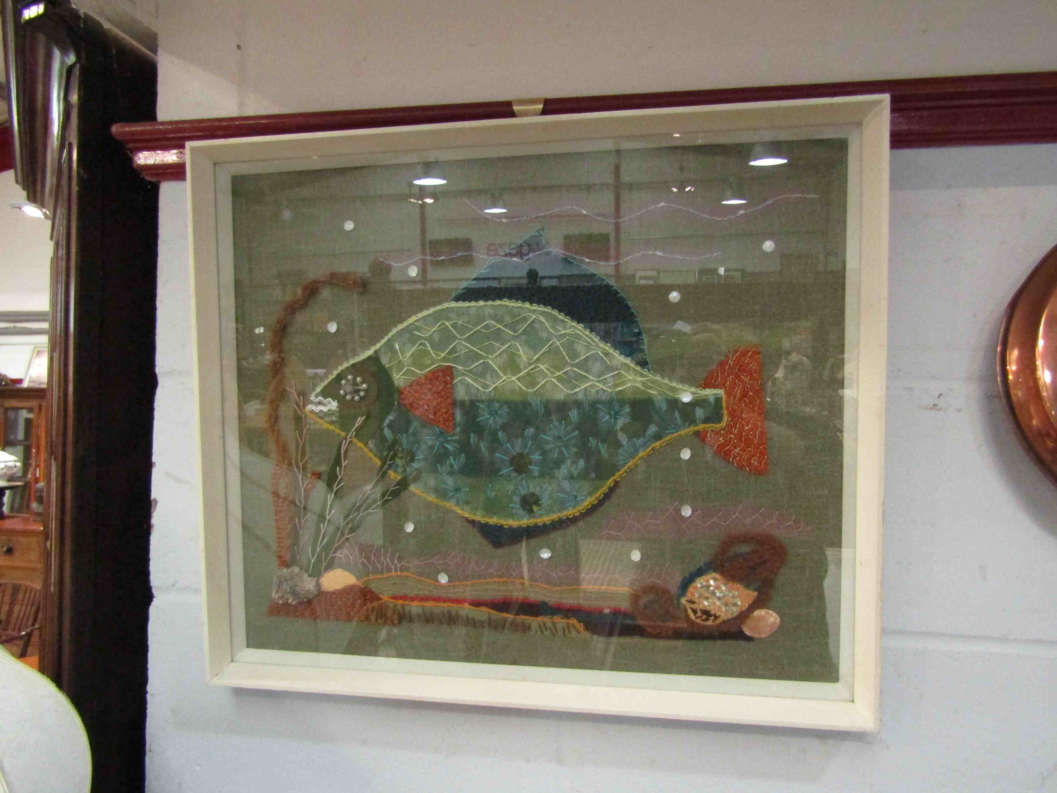 A Batik picture of a Fish and Butterfly 47cm x 57cm