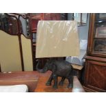 A pair of elephant figural table lamps with shades,