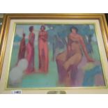 BERKO (1940) Four gilt framed oil on canvas pictures depicting women in various scenes,