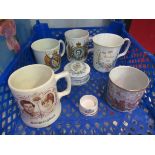 A collection of commemorative mugs including Edward VIII