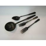 A selection of horn forks and ladles