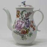 Polychrome coffee pot and cover painted by the Tulip Painter,
