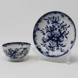 Blue & white teabowl & saucer, Mansfield pattern,