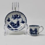 Blue & white miniature coffee cup & saucer painted with river island scenes, cup 3.