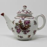 Polychrome teapot and cover, painted with the Curtis cornucopia pattern.