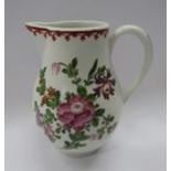 A Lowestoft porcelain polychrome "Thomas Rose" pattern baluster milk jug. 11.5cm tall.