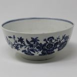 15.5cm bowl, printed 3 flower pattern, crescent mark.