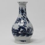 Blue & white bottle-shaped vase finely painted with a Chinese garden scene with bird, 14cm.