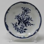 Blue & white saucer, Mansfield pattern.