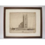 Redenhall church, a 19th Century engraved view by Milton and Fourdrinier,