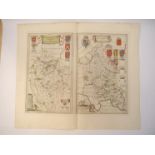 Johannes Blaeu: 'Bedfordshire and Buckinghamshire', engraved hand coloured map,