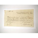 (Ephemera). An 1824 document registering the birth of a slave, Cape Town, 1824, as the property