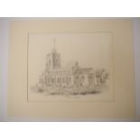 A 19th Century pencil drawing of Diss Church after John B.