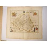 Johannes Blaeu: 'The Bishoprike of Durham', engraved hand coloured map,