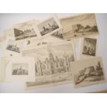 A folder and three packets of Norfolk and Suffolk drawings, prints, lithographs, etchings etc.
