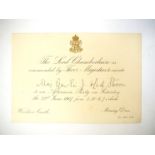 (Ephemera). A ticket for an afternoon party, Windsor Castle, 1907, "by command of" Edward VII,