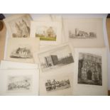 Two packets of 19th Century Norfolk and Suffolk etchings, prints etc,