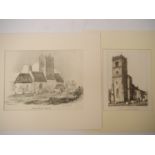 Two engravings of Norfolk churches - Gillingham church, Norfolk, by John B. Ladbrooke, 1822, and St.