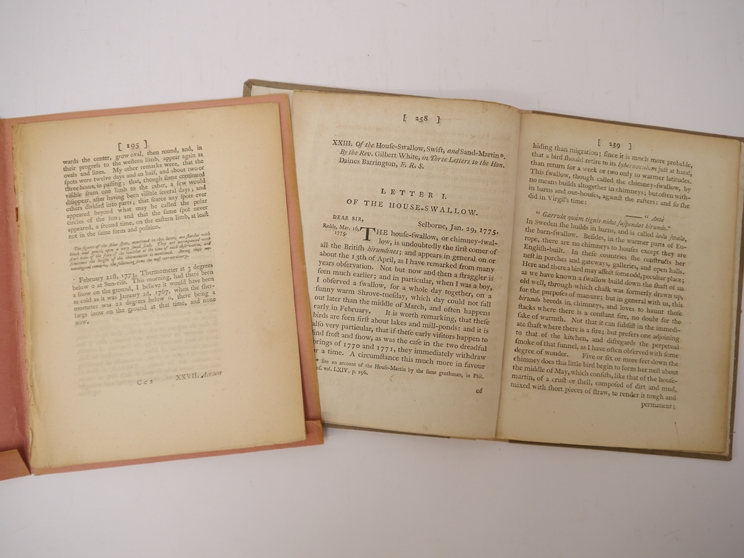 Two articles by Gilbert White, as published in 'The Philosophical Transactions of the Royal