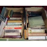 Two boxes of assorted books including Keith Richards, Letters of Charles Dickens,