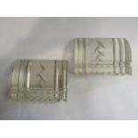 A pair of Swedish style art glass desk tidies/ bookends/ paperweights/ pen holders C.