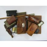 A mixed group of items including corkscrew, vesta case, cigarette lighters, miniature dominoes etc.
