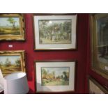 ALEC WAUGH: Two watercolours depicting thatched cottages, framed, both signed,