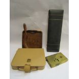 A brass door lock, table crumb scoop,